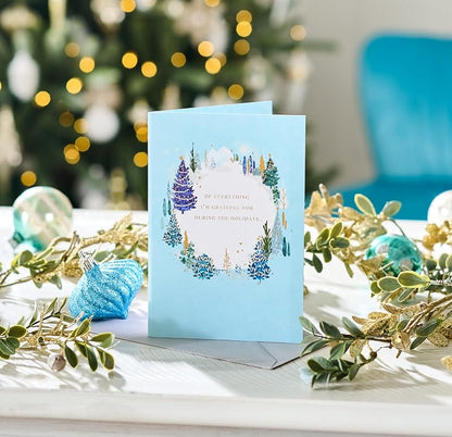 Romantic Christmas Card - Being With You with Gold Foil & Tree Design, 5 x 7 (Variation: Christmas Trees)