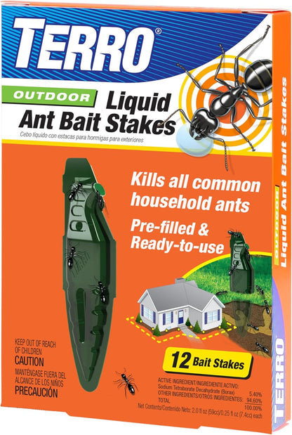 TERRO Liquid Ant Killer Bundle - 12 Bait Stations + Outdoor Ready-to-Use Ant Bait Trap - Effective Against Common Household Ants