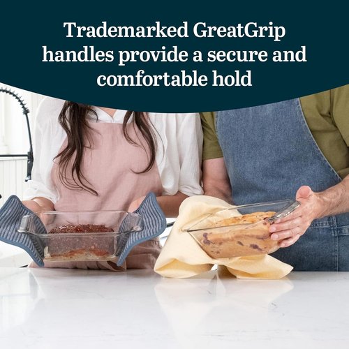 Libbey Baker’s Premium Glass Baking Dish Set - 2 Stackable Oven Dishes for Bread, Cakes & Meatloaf