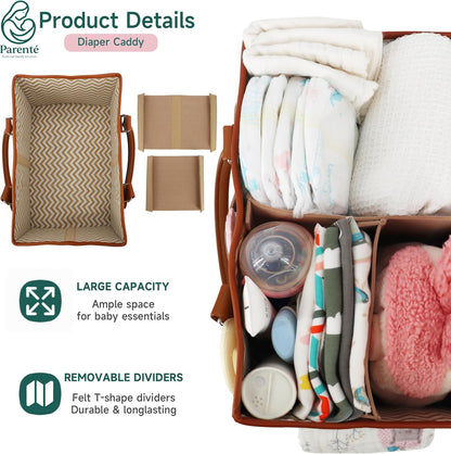 Skiennix Diaper Caddy Organizer - Portable Nursery Storage Bin with Handles | Large Capacity for Baby Essentials