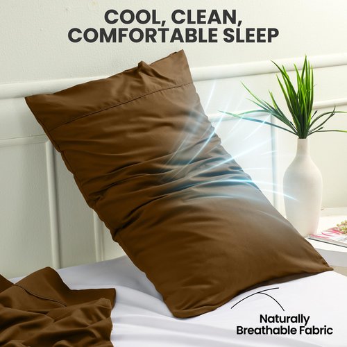 Utopia Bedding Standard Pillow Cases - 2 Pack - Envelope Closure - Soft Brushed Microfiber Fabric - Shrinkage and Fade Resistant Pillow Covers Standard Size 20 X 26 Inches (Standard, Mocha)