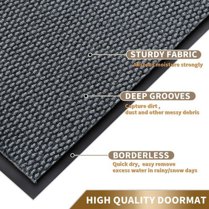 Yimobra Front Door Mat Outside Entrance, All-Season Waterproof Welcome Matt Outdoor Indoor, All-Weather Non-Slip Doormat, Low Profile, Easy Clean Patio Porch Entryway Mat, 29.5x17, Grey