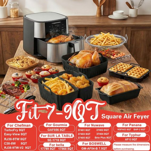 Chefman Air Fryer Accessories Set - 2-In-1 Silicone Liners & Paper Liners for 8Qt & 9Qt Models