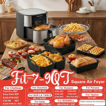 Chefman Air Fryer Accessories Set - 2-In-1 Silicone Liners & Paper Liners for 8Qt & 9Qt Models