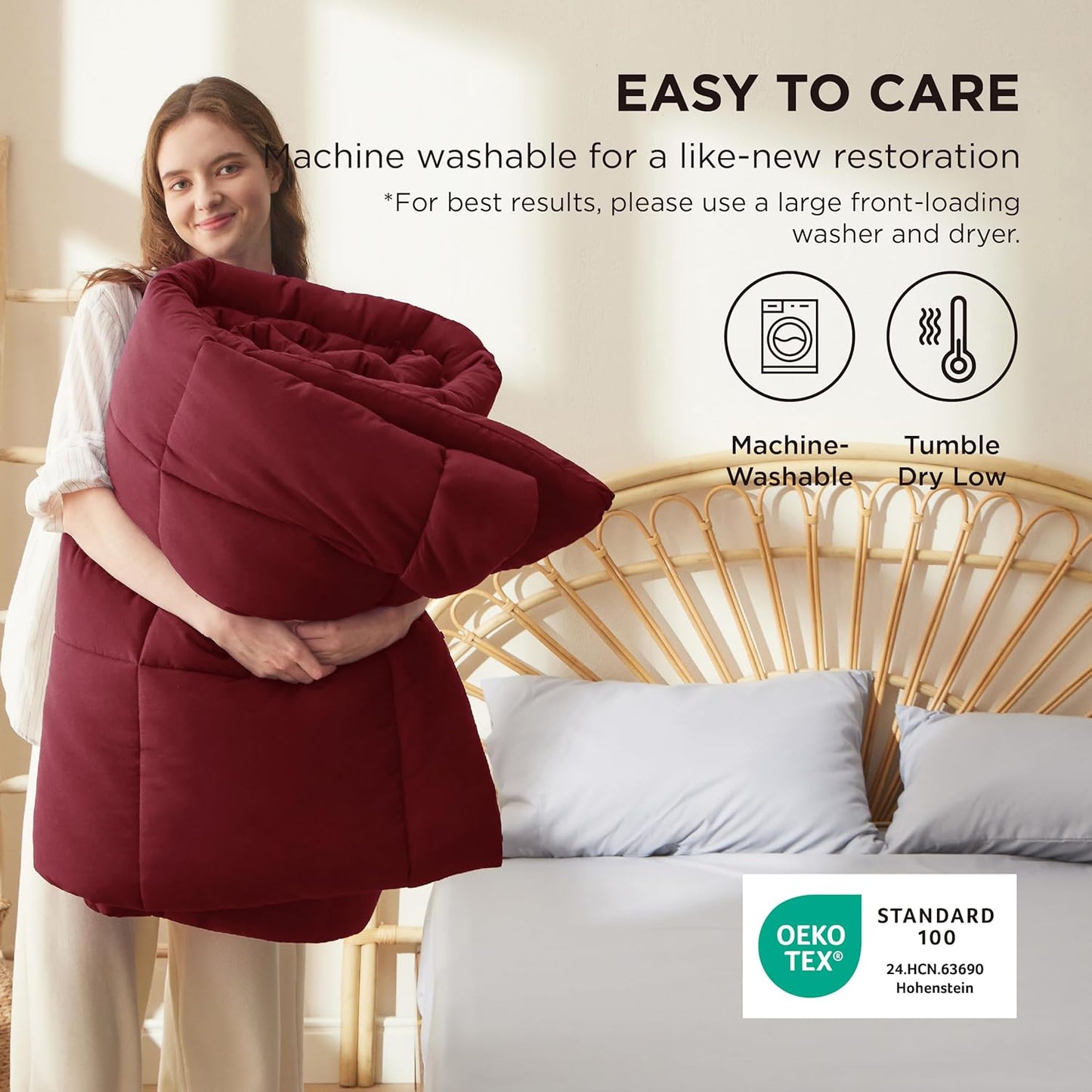 Bedsure Comforter Duvet Insert - All-Season Quilted Down Alternative Bedding, Full Size 86 x 82 Inches, Red
