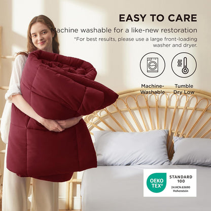 Bedsure Comforter Duvet Insert - All-Season Quilted Down Alternative Bedding, Full Size 86 x 82 Inches, Red