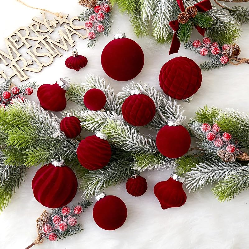 Velvet Christmas Ornaments Set 25pcs 2.36