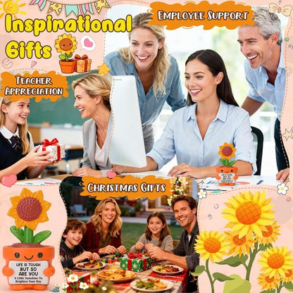 4THFARMES Inspirational Sunflower Figurine - Get Well Soon Gift for Friends & Coworkers | Stress Relief Desk Decor
