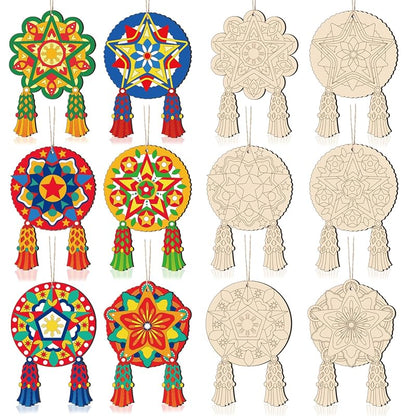 DIY Capiz Star Christmas Ornaments - 24-Piece Color Your Own Parol Lantern Set (Variation: DIY Capiz Star)