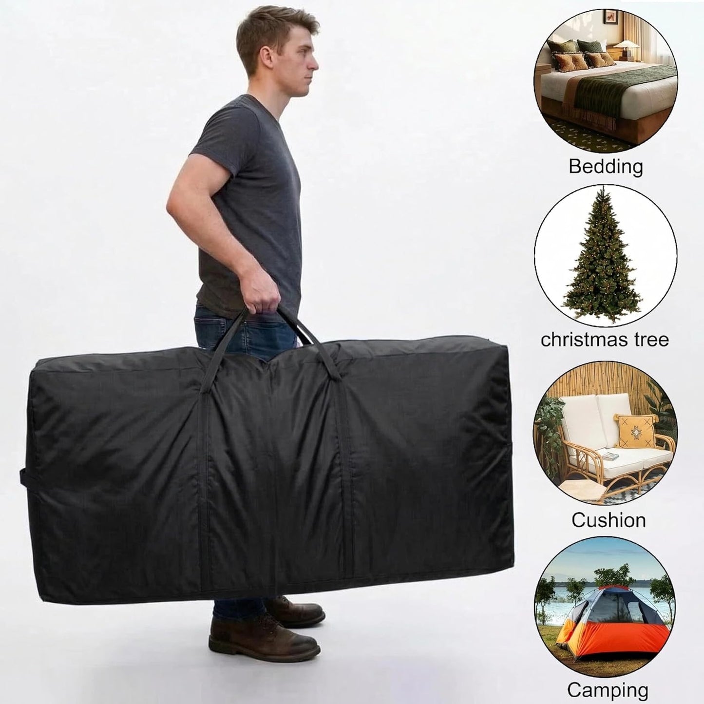 XXL Storage Bags by [Brand Name] - 66 Gallon Extra Large Totes with Zippers & Side Handles | Black