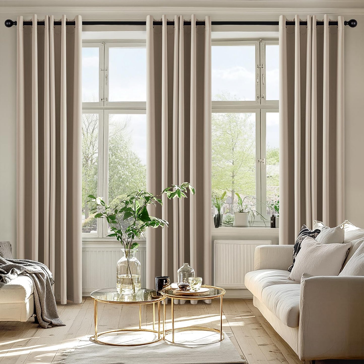 MIULEE Taupe Blackout Curtains for Bedroom Living Room 72 Inches Long 2 Panels, Thermal Insulated Room Darkening Drapes Solid Grommet Noise Reduction Light Blocking Window Treatments 40x72 inch