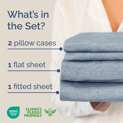 Skiennix Cal King Size 4-Piece Sheet Set - Comfy Cooling Bed Sheets | Hotel Luxury Bedding - Blue