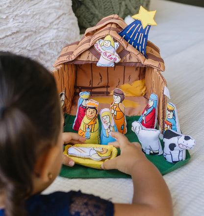 Pockets of Learning Nativity Christmas Manger House Play Set - Interactive Soft Fabric Toy for Toddlers