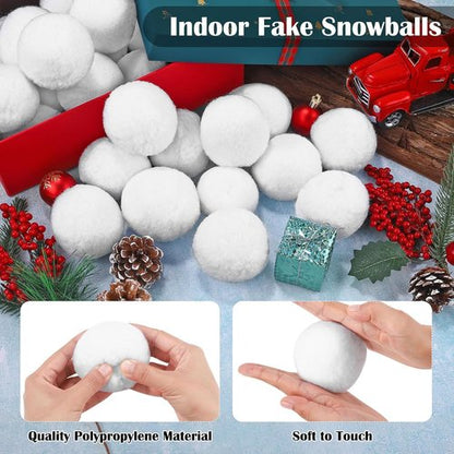 Cooraby 15-Piece Artificial Snowball Set - 2.6 Inch Realistic Indoor Snowballs for Fun Winter Games