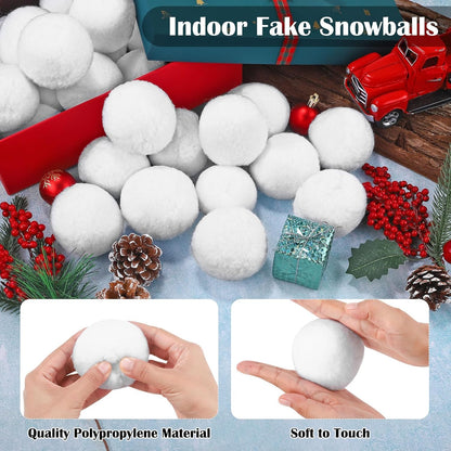 Cooraby 25 Pieces Artificial Snowballs - 2.6 Inch Realistic Indoor Fun for Winter Games