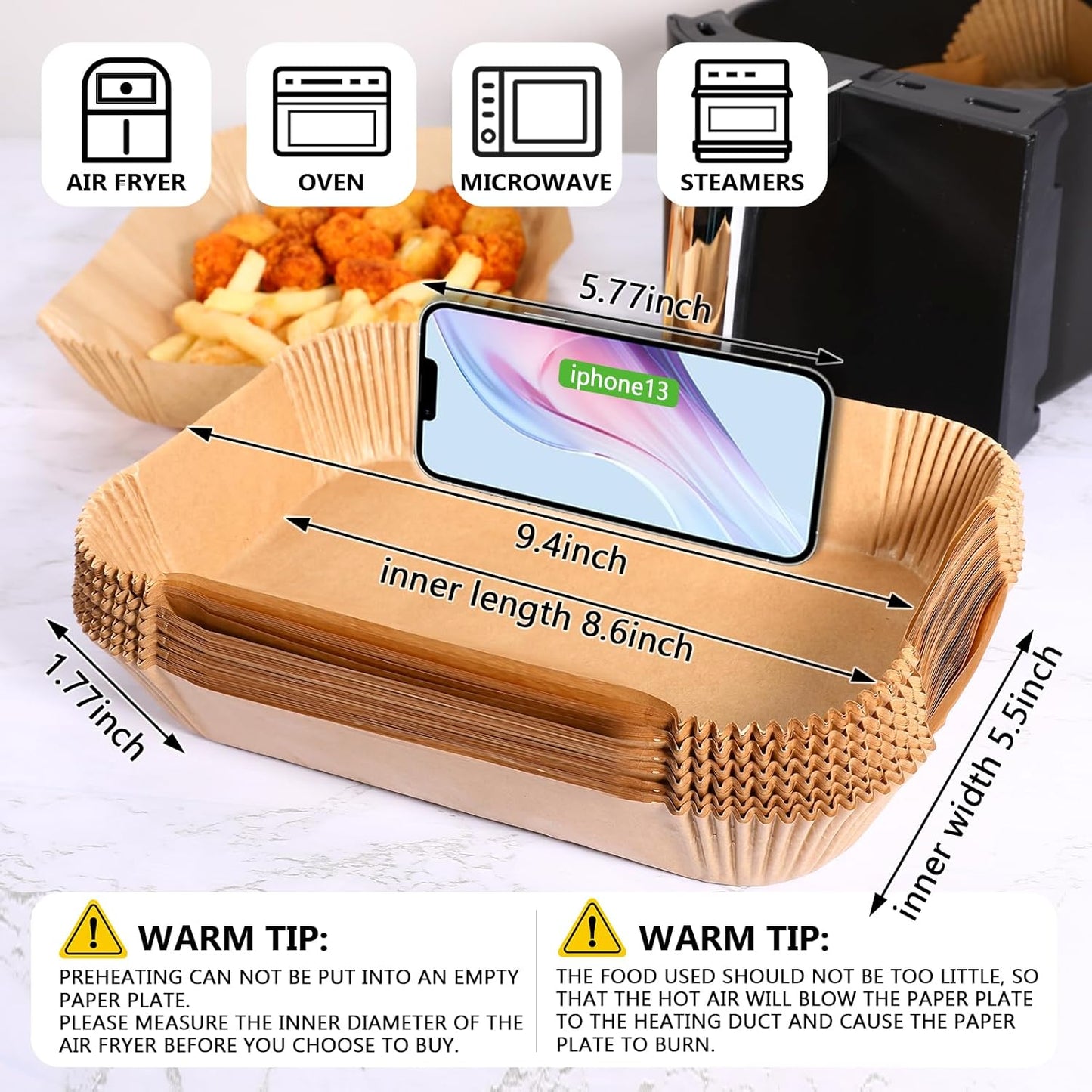 Skiennix Air Fryer Liners - 125PCS Disposable Parchment Paper for Ninja Dual Air Fryer | 8.6'' x 5.5''