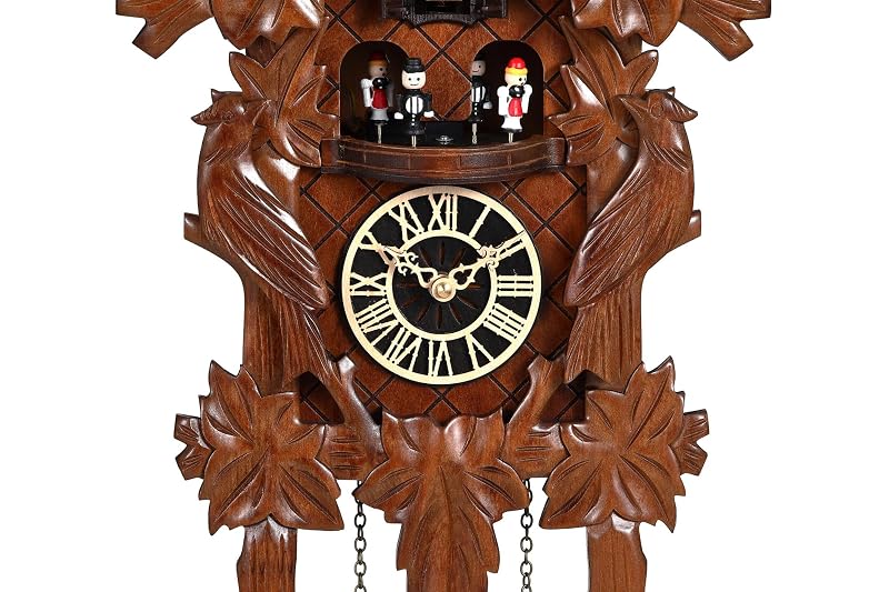 Hand-Carved Wooden Cuckoo Clock Wall Clock Antique Style 11.1 x 25.8 in