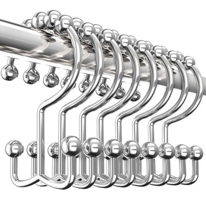 Utopia Bedding Double Glide Roller Set of 12 Shower Curtain Hooks, Double Sided Rings, Rust Proof Shower Curtain Rings, Nickel