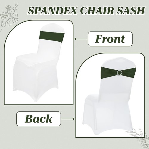 MDS Spandex Chair Sashes - Universal Fit Elastic Stretch Bands with Buckle for Weddings | Olive Green - Pack of 250