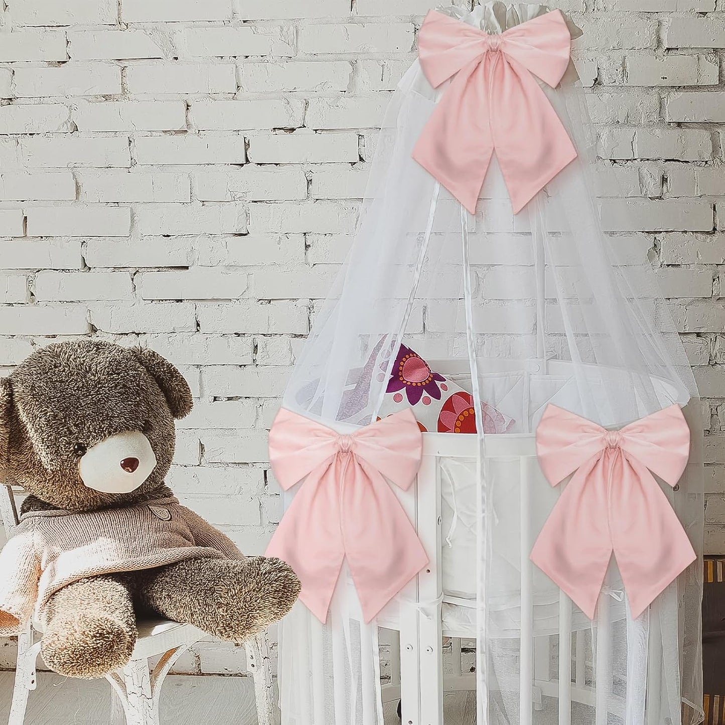 Skiennix Large Pink Bows - 3 Pack Decorative 11 x 23 Inches for Bachelorette & Bridal Showers
