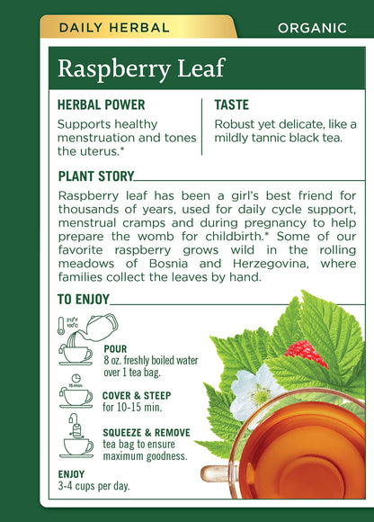 Traditional Medicinals Organic Raspberry Leaf Herbal Tea, Eases Menstrual Cramps & Supports Healthy Pregnancy (Pack of 2) - 32 Tea Bags