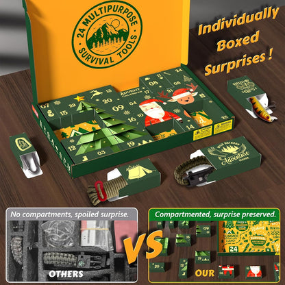 Survival Kit Advent Calendar 2025 - 24 Days of Essential Survival Tools for Outdoor Enthusiasts