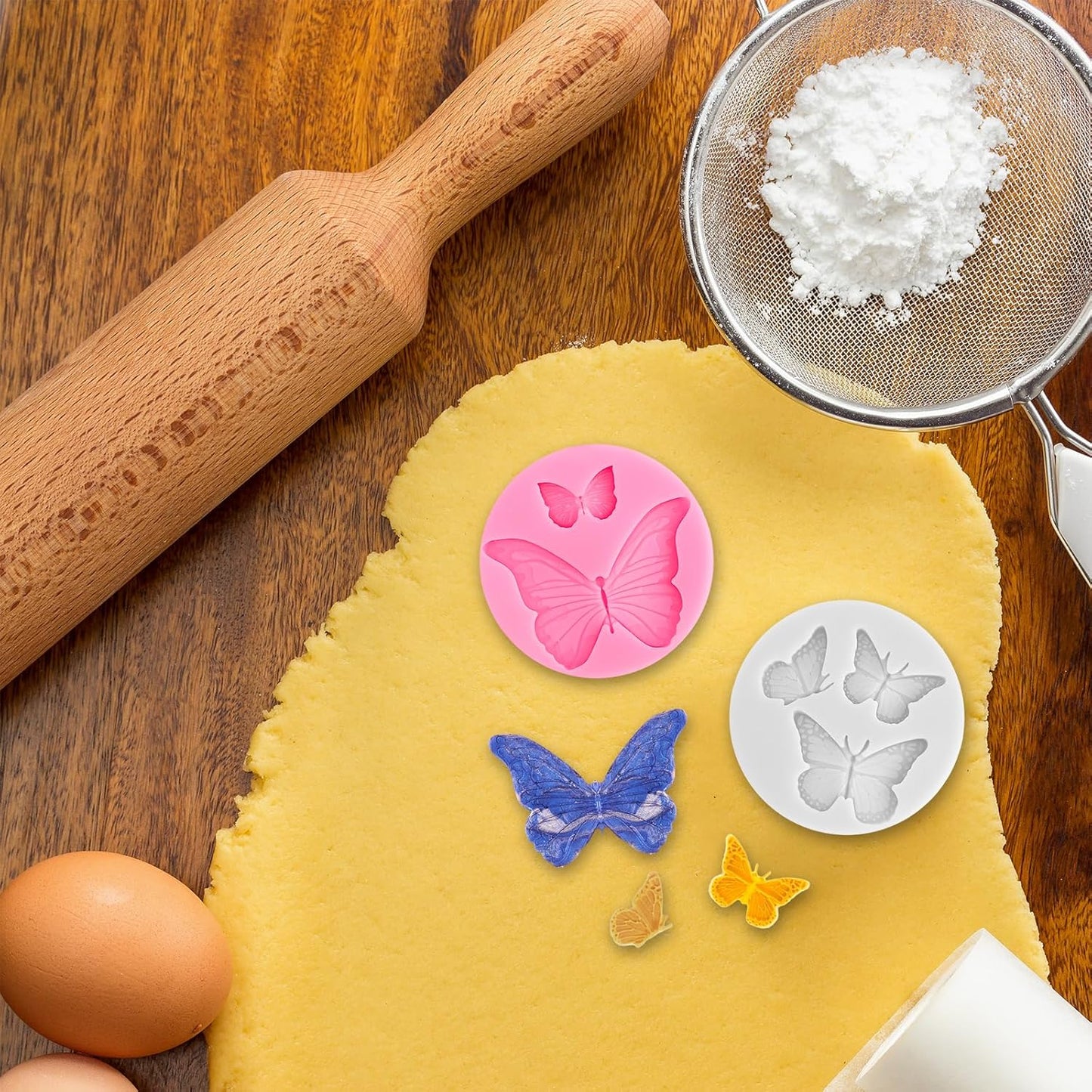 Skiennix Butterfly Chocolate Molds - 4 Pcs Mini Silicone Molds for Cake Decorating