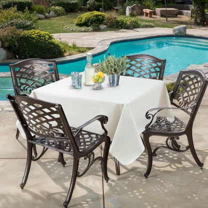 Square Vinyl Tablecloth - Flannel Backing, Waterproof & Wipeable | 54x54 Inch Ivory, 6 Pack for Dining & Outdoor Use
