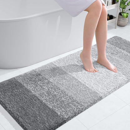 OLANLY Large Bathroom Rugs Mat 54x24, Extra Soft Absorbent Microfiber Bath Rugs, Rubber Backing, Quick Dry, Washable Bath Mats for Bathroom Floor, Tub and Shower, Home Decor Accessories, Light Grey