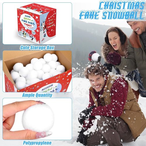 Fovths 200 Pack Snow Toy Balls - Realistic 2-Inch Fake Snowballs for Indoor & Outdoor Winter Fun