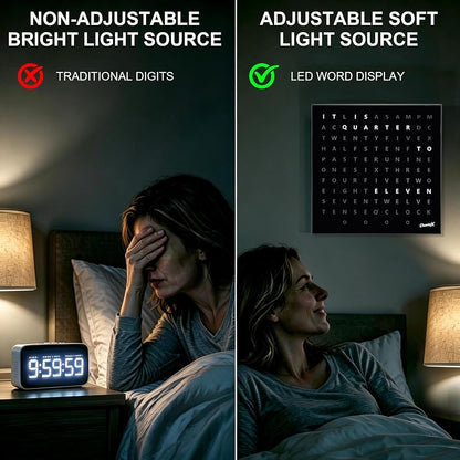 Word Clock with 11x11 Inch LED Text Display – Wall Clock