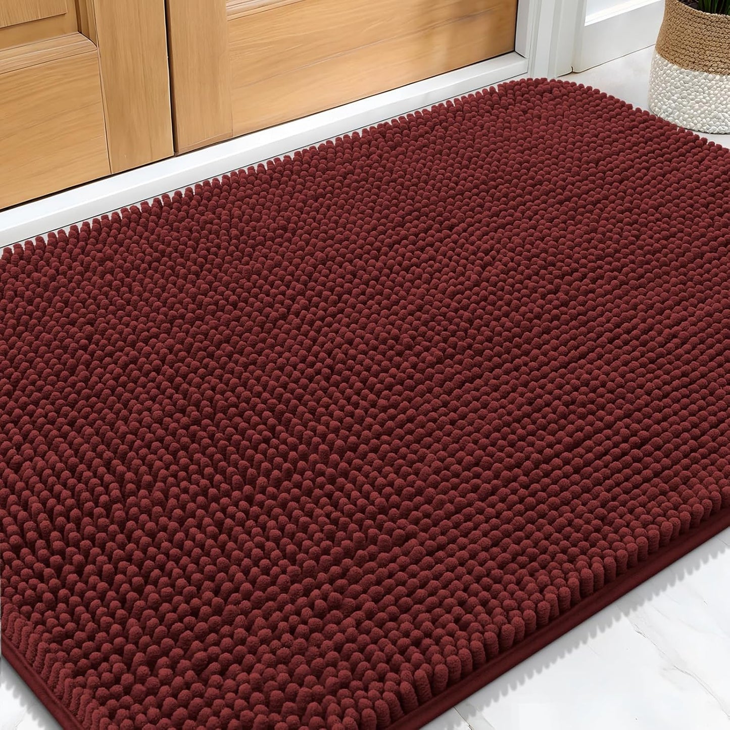 OLANLY Dog Door Mat - Absorbent Non-Slip Washable Doormat for Muddy Paws | 32x20, Caramel Russet