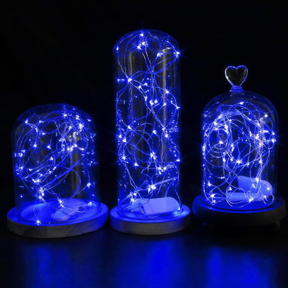Waterglide 12 Pack Battery Operated Fairy Lights - 7 Ft 20 LED Waterproof Mini String Lights | Blue for DIY Wedding & Party Decor