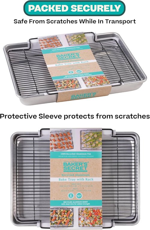 Baker's Secret Non-Toxic Roasting Pan - 18" Large Aluminum Roaster with Rack | Eco-Friendly & PFOA-Free