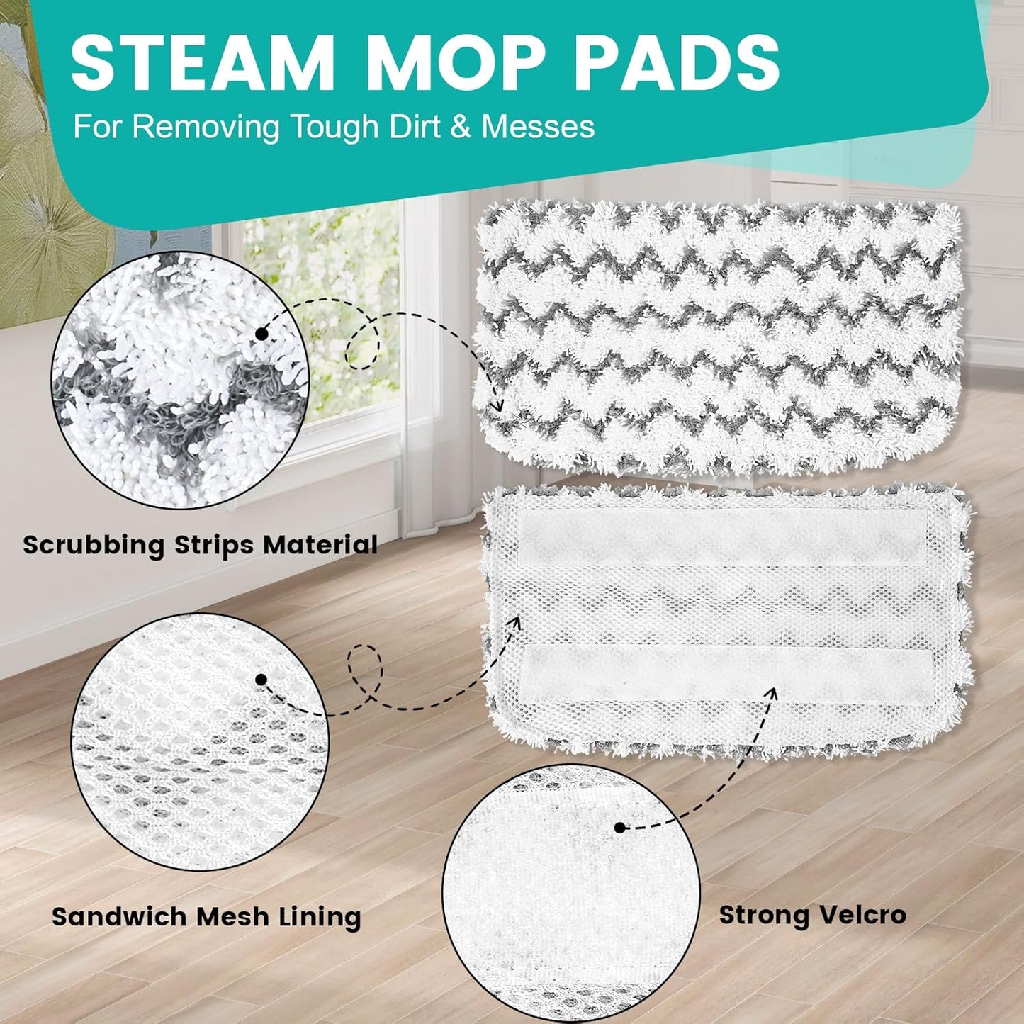 Shark | 6 Pack Steam Mop Replacement Pads - Washable & Reusable Microfiber for S1000 Series