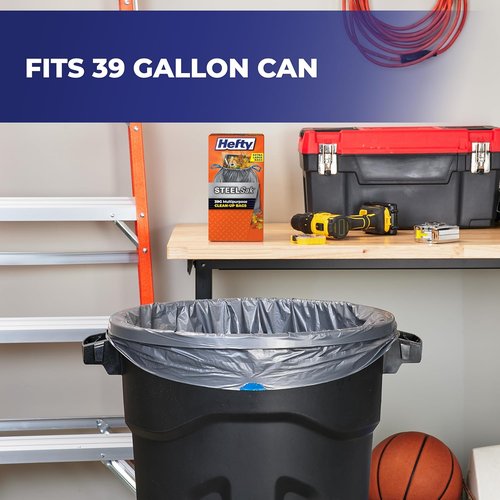 Hefty Steelsak Heavy Duty Trash Bags - Unscented, 39 Gallon, 30 Count, Gray Color