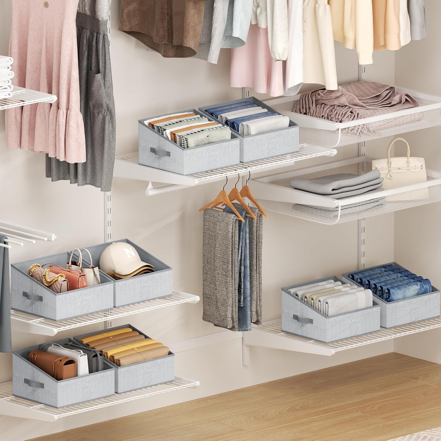 DIMJ Closet Storage Bins - Collapsible Fabric Baskets with Handles for Organizing Toys, Books, and More