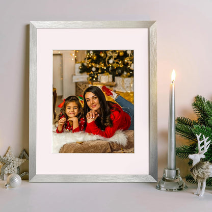 Upsimples 11x14 Picture Frame - Display 8x10 Photos with Mat or 11x14 Without - Silver Finish, 1 Pack