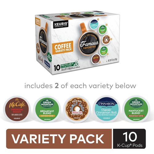 Keurig Famous Favorites Variety Pack - Single-Serve K-Cup Pods | 10 Count for Coffee Lovers