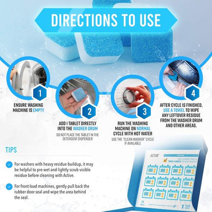 Eco-Friendly Washing Machine Cleaner Tablets by [Brand Name] - 48 Pack for Deep Cleaning & Deodorizing