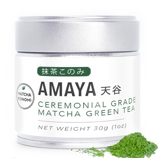 Amaya Matcha - Premium Ceremonial Japanese Matcha Green Tea Powder - First Harvest - Zero Sugar - 30g (1oz) Tin