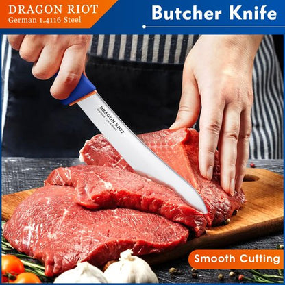 DRAGON RIOT Premium Butcher Knife Set for Meat Cutting BBQ Brisket Meat Trimming Knife - Stainless Turkey Carving Knife