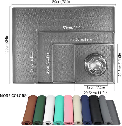 Ptlom Pet Placemat - Silicone Food & Water Mat for Dogs & Cats | Grey, 18" x 12" Size