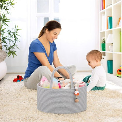 COMSE Baby Diaper Caddy Organizer - Portable Tote Bag with Divider for Newborn Essentials | Cool Gray
