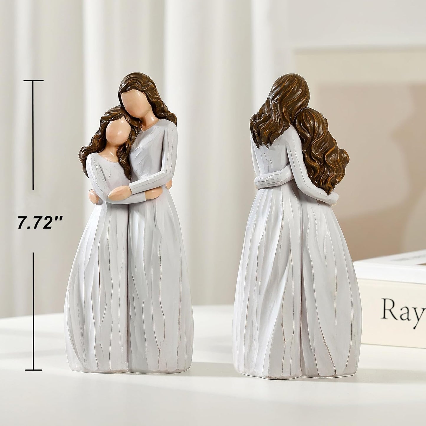 Skiennix Warm Hug Mother's Day Figurine - Solid Resin Mother & Daughter Statue | 7.7'' Luxury Gift Box with Ribbon & Card