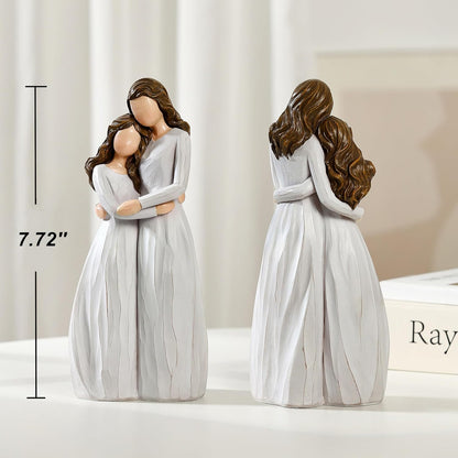 Skiennix Warm Hug Mother's Day Figurine - Solid Resin Mother & Daughter Statue | 7.7'' Luxury Gift Box with Ribbon & Card