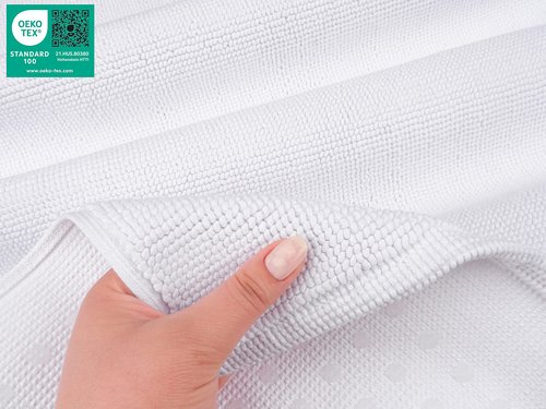 American Soft Linen Bath Rug, 20 in 34 in 100% Cotton Bath Mats Rugs for Bathroom, Slip Reducer Washable Shaggy Form Area Rugs, White Bath Rug