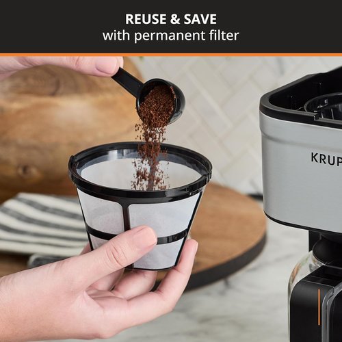 KRUPS Simply Brew Compact 5-Cup Coffee Maker - Stainless Steel, Pause & Brew, Keep Warm Feature