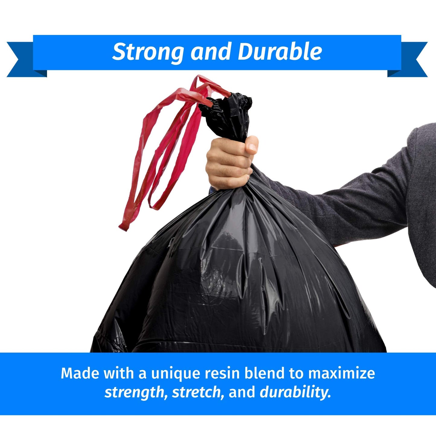 Reli. 30 Gallon Trash Bags Drawstring | 250 Count Bulk | Black | 30 Gallon Garbage Bags Heavy Duty | Large