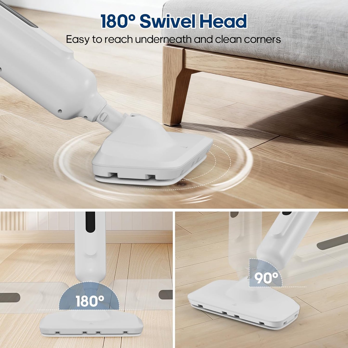 NEWBULIG Steam Mop - Lightweight Floor Cleaner for Hardwood, Tile & Carpet | 16.4 FT Cord & 2 Washable Pads